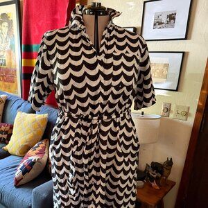 Marimekko by Uniqlo Linen Midi Shirt Dress with Tie Waist